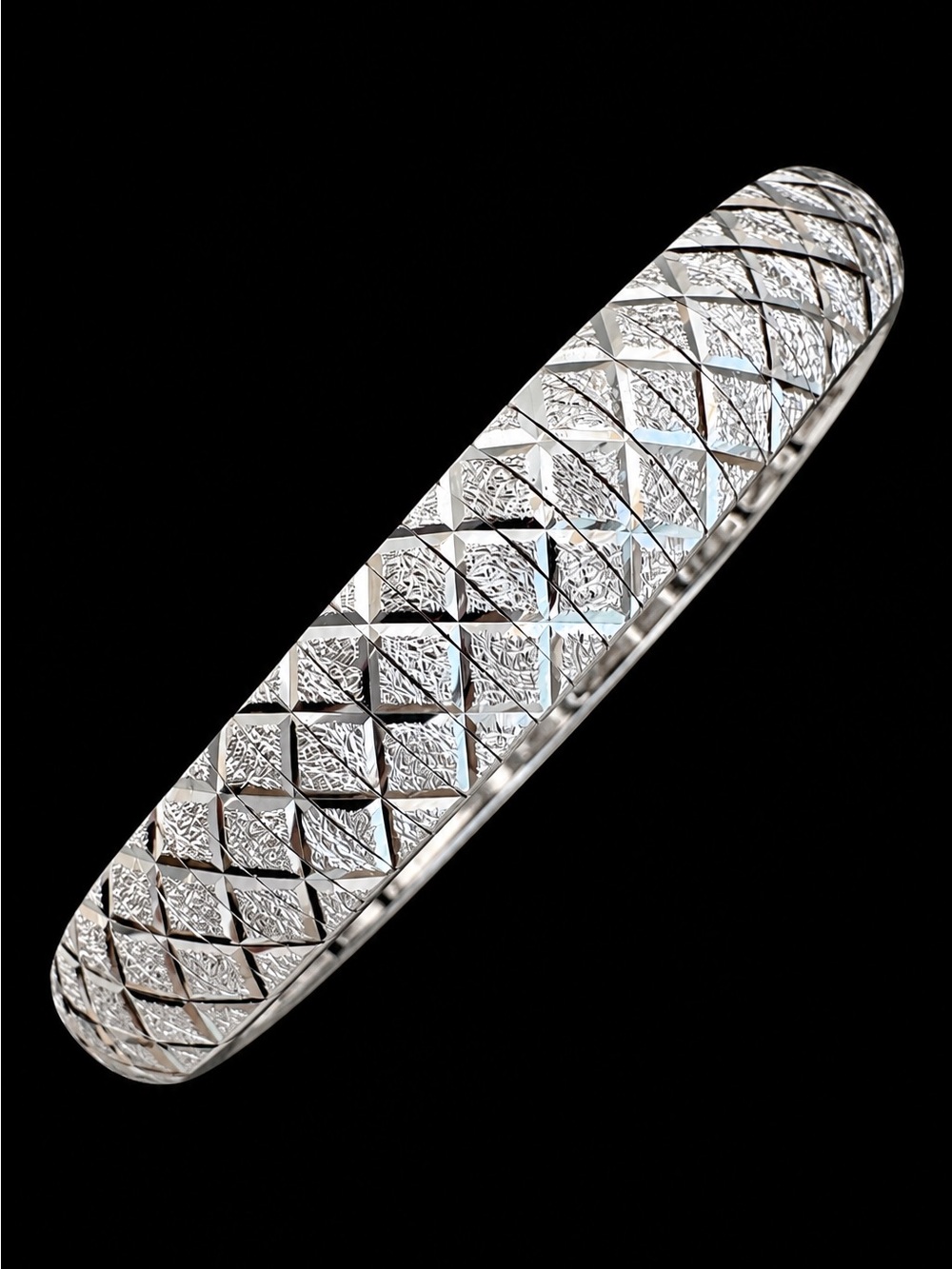 925 Sterling Silver Diamond Cut Omega Flex Bracelet 7.5” Italy NWT